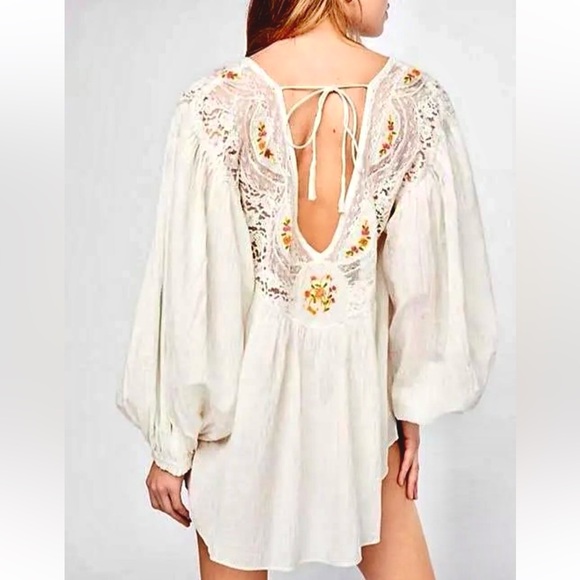 πΊπHPππΊ NWT Free People Secret Garden Lace Blouse - Picture 14 of 14